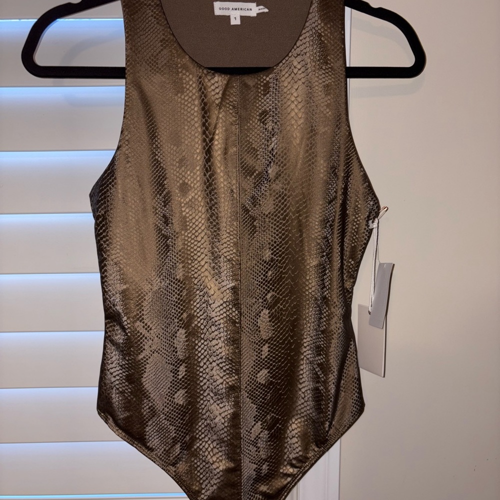 Good American Metallic Snakeskin Bodysuit
